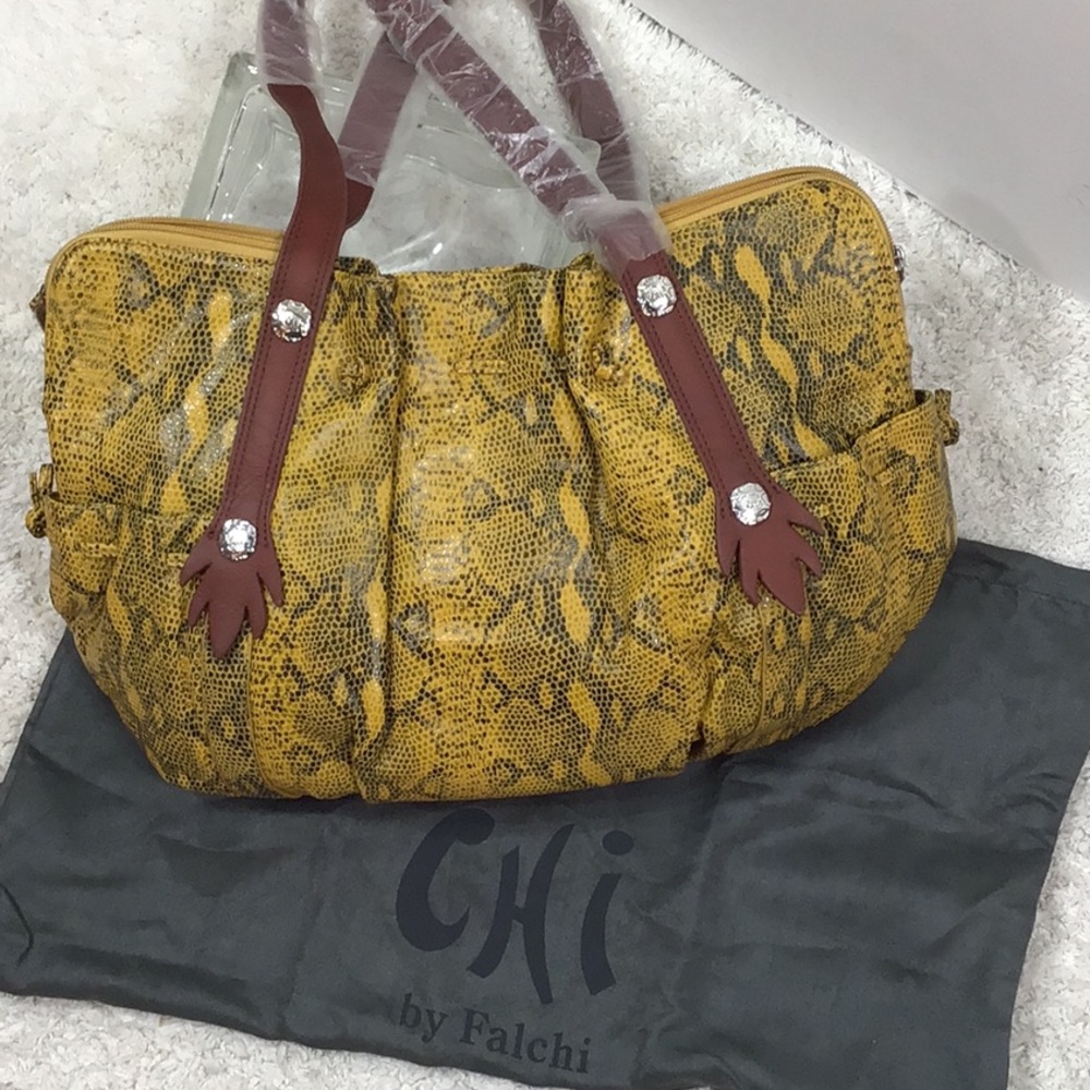 Chi by Falchi lambskin leather tote bag